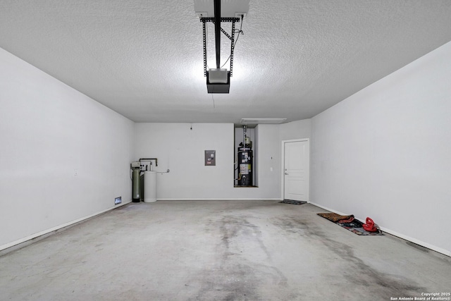 4602 Fort Boggy, San Antonio, TX 78253 - garage featuring a garage door opener, electric panel, water heater, and baseboards