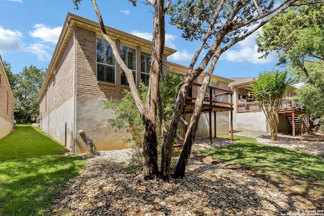 4602 Fort Boggy, San Antonio, TX 78253 - rear view of house with stairway, a deck, and a yard