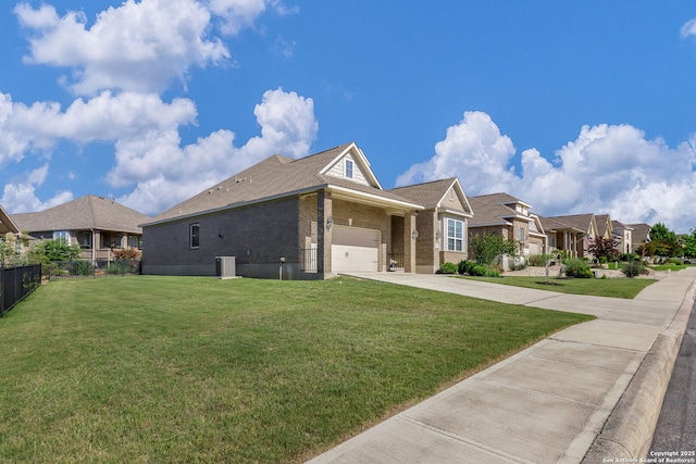 5015 Country Nest, San Antonio, TX 78253 - view of side of property featuring cooling unit, concrete driveway, a residential view, a garage, and brick siding