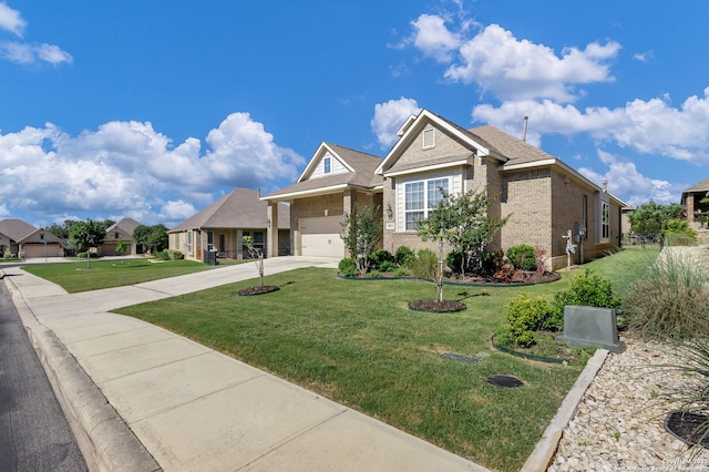 5015 Country Nest, San Antonio, TX 78253 - single story home with brick siding, driveway, a residential view, an attached garage, and a front yard