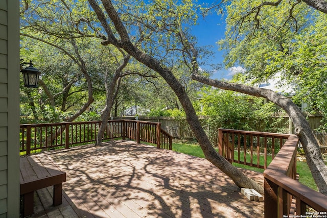 5919 Cedar Path, San Antonio, TX 78249 - wooden terrace featuring a fenced backyard