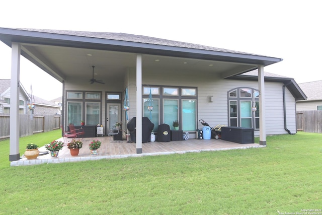 2965 Grove Way, Seguin, TX 78155 - rear view of property featuring ceiling fan and a patio