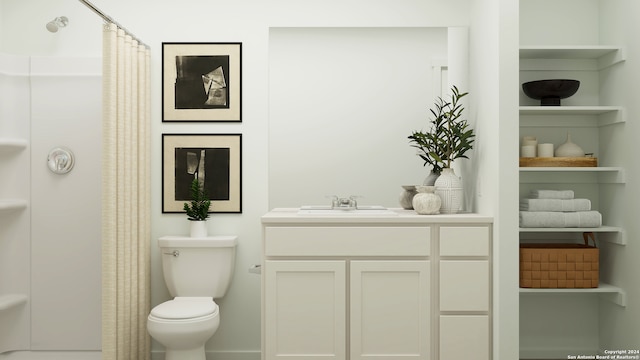 3903 Millbrook Way, San Antonio, TX 78245 - full bathroom with curtained shower, toilet, and vanity