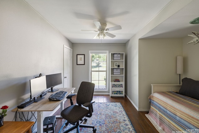 7214 N Vandiver, San Antonio, TX 78209 - office space with wood finished floors, a ceiling fan, and baseboards