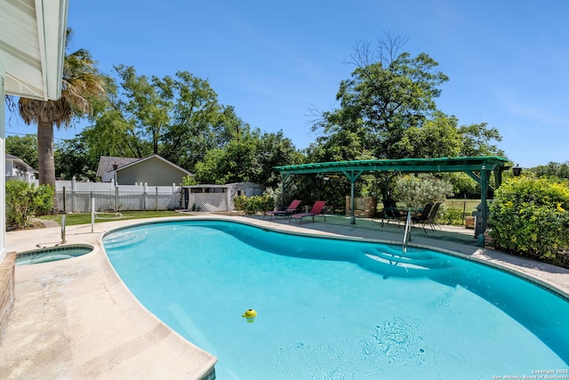 7214 N Vandiver, San Antonio, TX 78209 - view of pool with fence and an in-ground hot tub