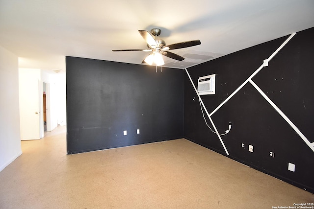 723 Clark Ave, San Antonio, TX 78210 - empty room with a wall unit AC and ceiling fan