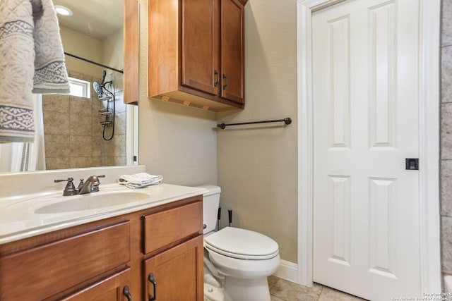 927 Scenic Stroll, San Antonio, TX 78260 - full bath featuring toilet, vanity, tile patterned flooring, and a shower