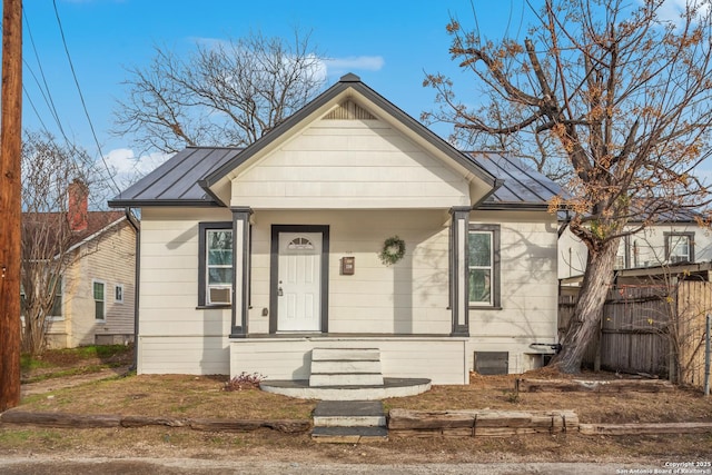 110 Muth, San Antonio, TX 78208 - bungalow-style house featuring a standing seam roof, metal roof, and fence