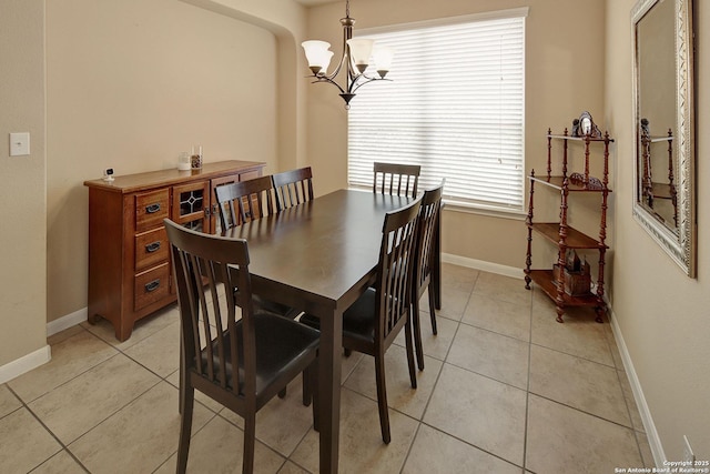 6139 Diego Ln, San Antonio, TX 78253 - dining room featuring a chandelier, baseboards, and light tile patterned floors