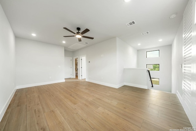 25822 Mount Carillon, San Antonio, TX 78260 - spare room with a ceiling fan, light wood-style floors, attic access, recessed lighting, and baseboards
