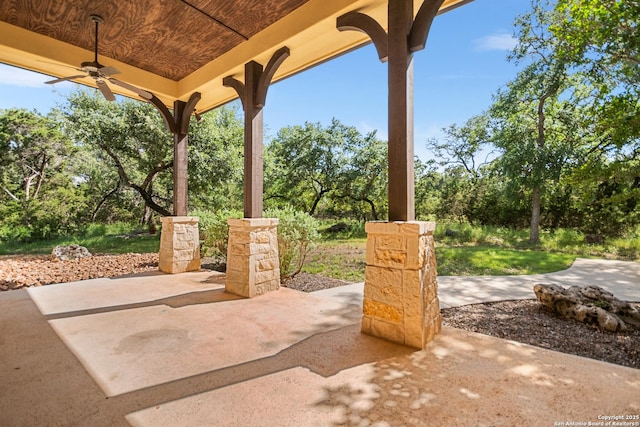 102 Arroyo, Boerne, TX 78006 - view of patio with ceiling fan and view of scattered trees