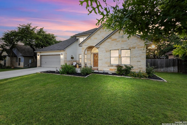 212 Leather Leaf, Boerne, TX 78006 - french country style house featuring stone siding, an attached garage, and concrete driveway