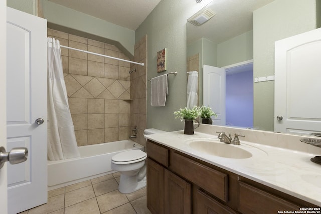 212 Leather Leaf, Boerne, TX 78006 - full bathroom featuring tile patterned floors, vanity, shower / tub combo, and toilet