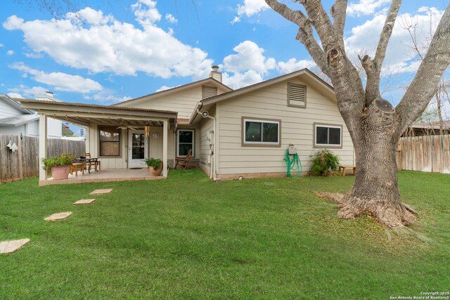 718 Cypressgreen, San Antonio, TX 78245 - rear view of house with a patio area, a chimney, and ceiling fan