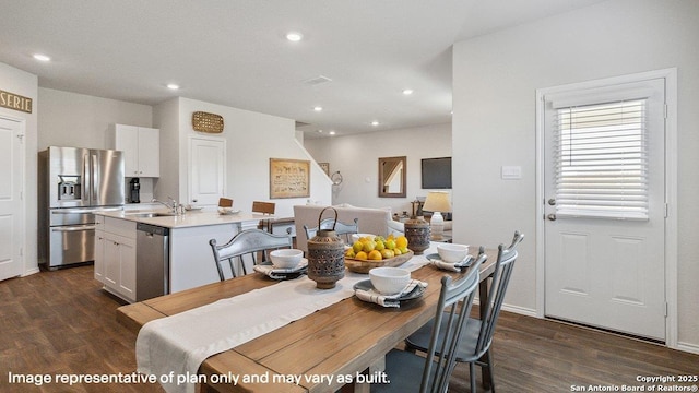 5026 Wichita Pike, San Antonio, TX 78253 - dining room with dark wood-style flooring, recessed lighting, and baseboards