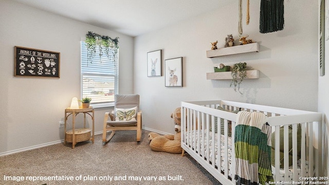 5026 Wichita Pike, San Antonio, TX 78253 - carpeted bedroom with a crib and baseboards
