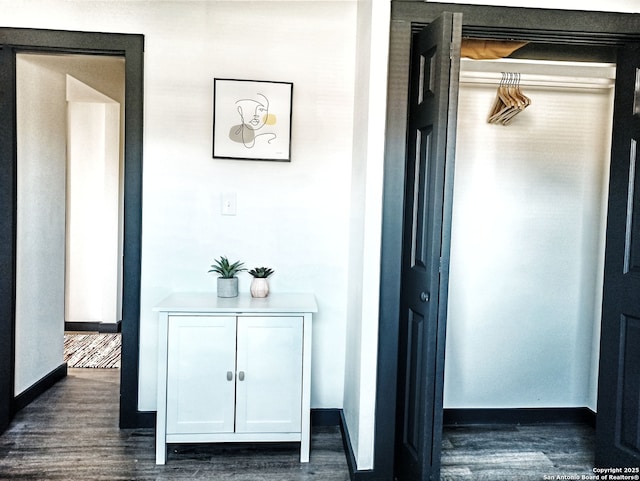 6346 Montgomery, Windcrest, TX 78239 - hall with dark wood-style floors and baseboards