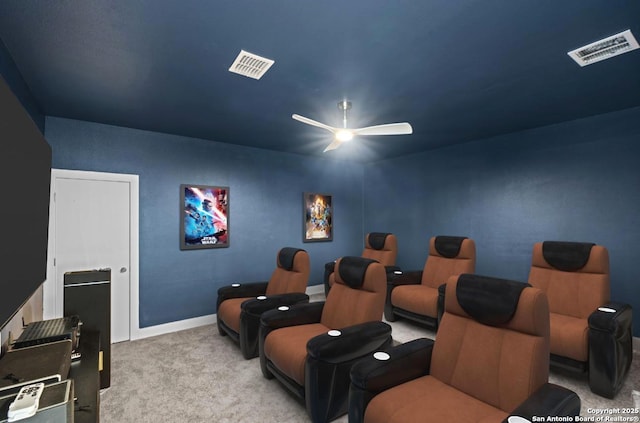 4003 Wood Crk, San Antonio, TX 78257 - cinema room featuring carpet floors, a ceiling fan, and baseboards
