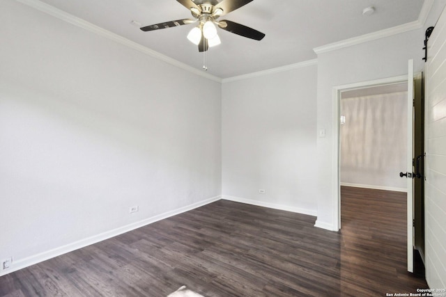 140 E Dullnig, San Antonio, TX 78223 - empty room featuring ornamental molding, dark wood finished floors, ceiling fan, baseboards, and a smoke detector
