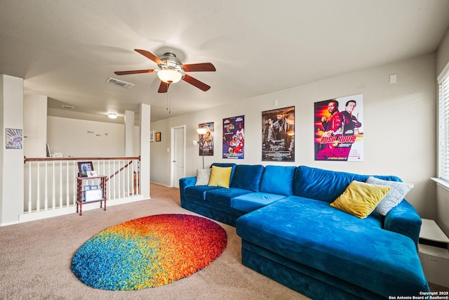 222 Red Quill Nest, San Antonio, TX 78253 - carpeted living area featuring ceiling fan