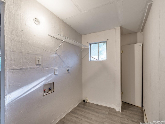 4330 Kilrea, San Antonio, TX 78219 - washroom featuring washer hookup, wood finished floors, hookup for an electric dryer, and baseboards