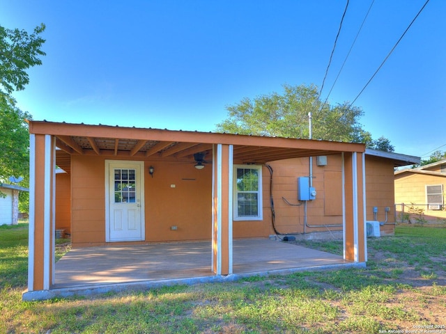 4330 Kilrea, San Antonio, TX 78219 - rear view of property with a patio area, ceiling fan, a lawn, and metal roof