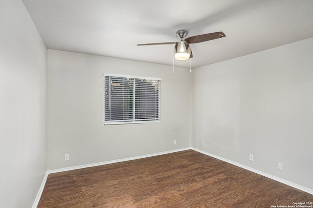 135 Blue Juniper, San Antonio, TX 78253 - unfurnished room featuring dark wood-type flooring, a ceiling fan, and baseboards