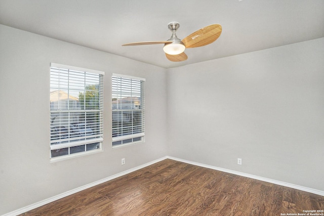 135 Blue Juniper, San Antonio, TX 78253 - spare room with baseboards, dark wood-style flooring, and a ceiling fan