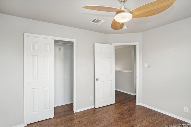 135 Blue Juniper, San Antonio, TX 78253 - unfurnished bedroom featuring wood finished floors, a closet, baseboards, and ceiling fan