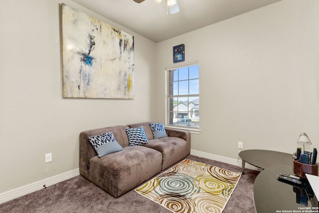 13706 Trailside, Live Oak, TX 78233 - carpeted living area with baseboards and a ceiling fan