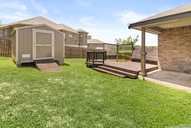 13706 Trailside, Live Oak, TX 78233 - view of yard featuring a storage shed, an outbuilding, and a wooden deck