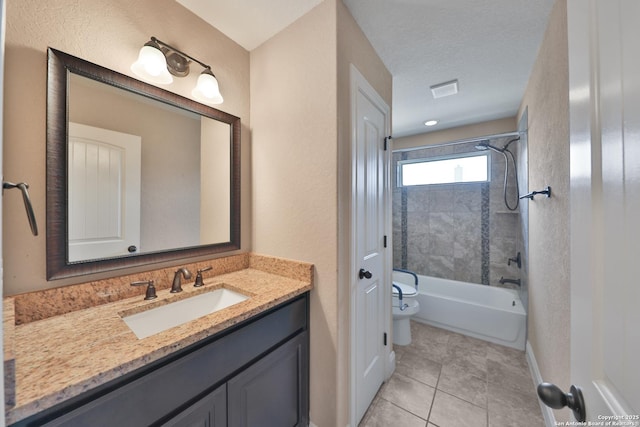 523 White Cyn, San Antonio, TX 78260 - full bathroom featuring vanity, toilet,  shower combination, baseboards, and tile patterned flooring