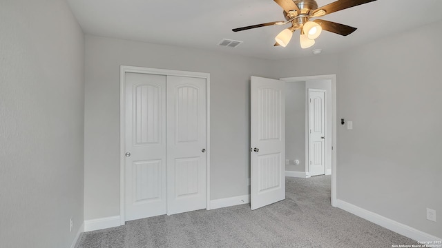 13154 Beals, San Antonio, TX 78253 - unfurnished bedroom with a closet, carpet, baseboards, and a ceiling fan