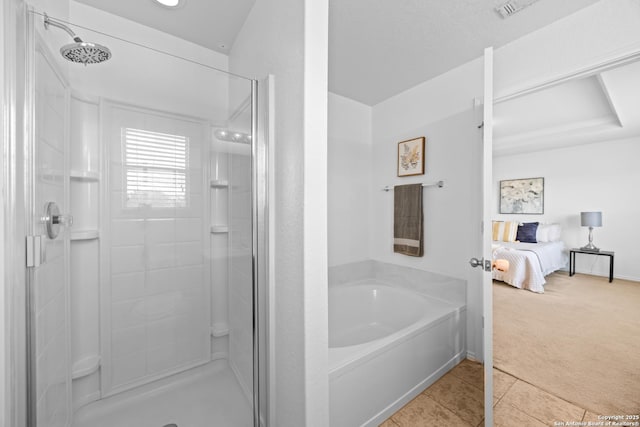 102 Ville Serene, San Antonio, TX 78253 - ensuite bathroom with a stall shower, tile patterned flooring, and a garden tub
