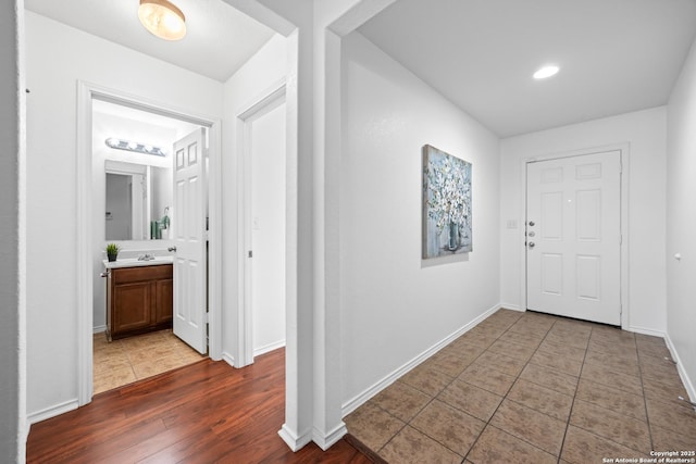 102 Ville Serene, San Antonio, TX 78253 - hallway featuring baseboards and tile patterned floors