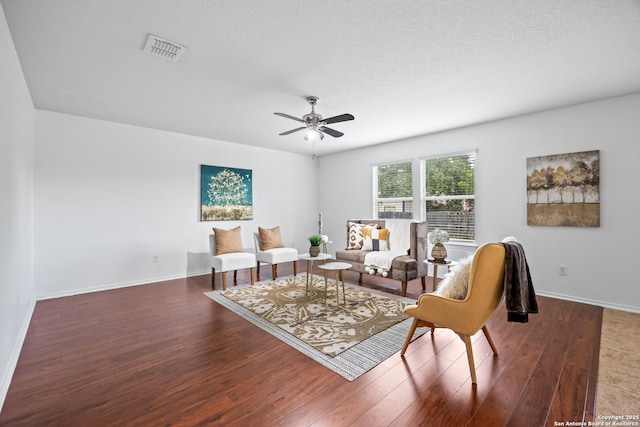 102 Ville Serene, San Antonio, TX 78253 - living area with wood finished floors, a ceiling fan, and baseboards
