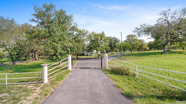 217 Sky View Dr, Adkins, TX 78101 - view of asphalt driveway with a gate and a gated entry