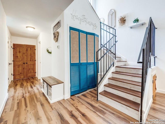 3605 Hidden Unit E1, San Antonio, TX 78217 - stairway featuring wood finished floors and baseboards