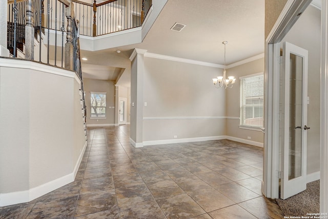 3419 Cherokee, San Antonio, TX 78253 - entrance foyer with a chandelier, baseboards, and ornamental molding