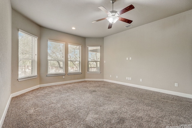 3419 Cherokee, San Antonio, TX 78253 - carpeted spare room featuring a ceiling fan, baseboards, and recessed lighting