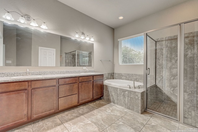 3419 Cherokee, San Antonio, TX 78253 - full bathroom featuring a shower stall, a bath, and double vanity