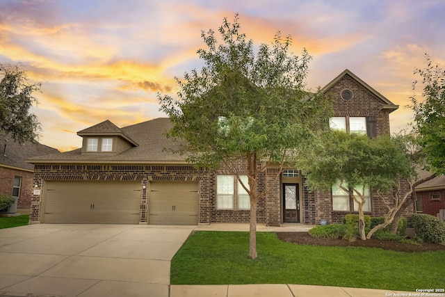 3419 Cherokee, San Antonio, TX 78253 - view of front facade with brick siding, driveway, and a front yard