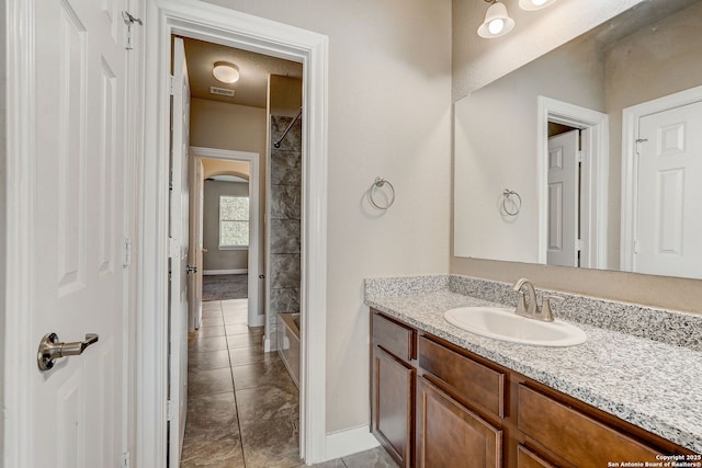 3419 Cherokee, San Antonio, TX 78253 - full bath featuring vanity, baseboards, and tile patterned floors