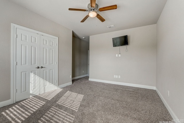 3419 Cherokee, San Antonio, TX 78253 - unfurnished bedroom with carpet floors, a closet, baseboards, and ceiling fan