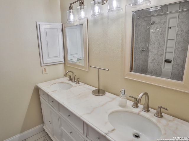 6718 Congressional Blvd, San Antonio, TX 78244 - full bath with double vanity, a shower, and marble finish floors