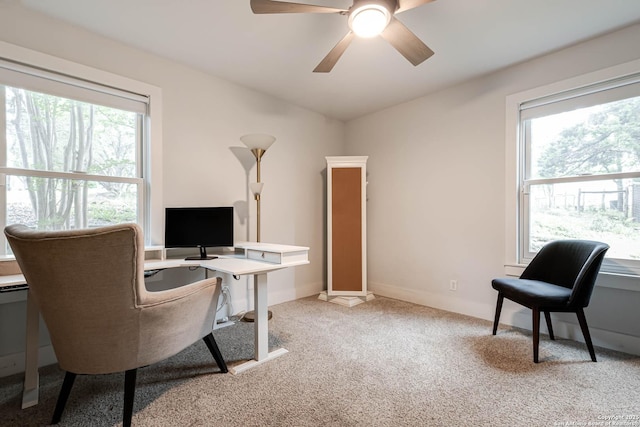 9811 Rebel Queen, San Antonio, TX 78255 - carpeted office space featuring healthy amount of natural light, a ceiling fan, and baseboards