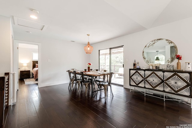 9811 Rebel Queen, San Antonio, TX 78255 - dining space with wood finished floors, attic access, and baseboards