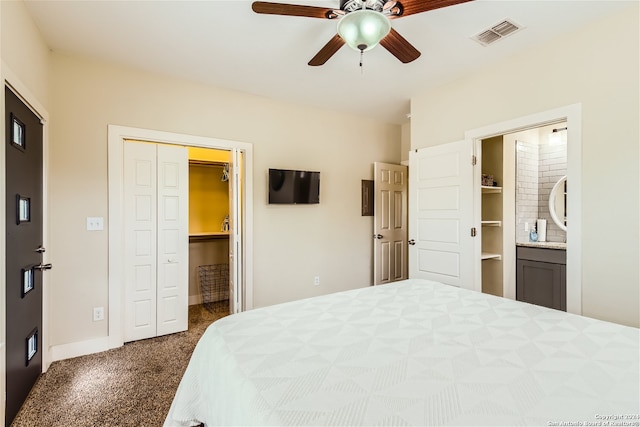 1130 Wyoming St Unit B, San Antonio, TX 78203 - bedroom with dark colored carpet, ensuite bath, and a spacious closet