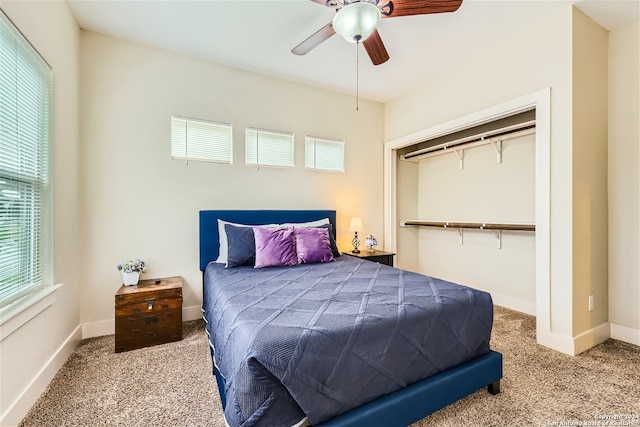1130 Wyoming St Unit B, San Antonio, TX 78203 - bedroom featuring carpet floors, a closet, ceiling fan, and baseboards
