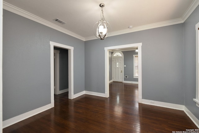 1717 W Summit Ave, San Antonio, TX 78201 - empty room with crown molding, a chandelier, wood finished floors, and baseboards